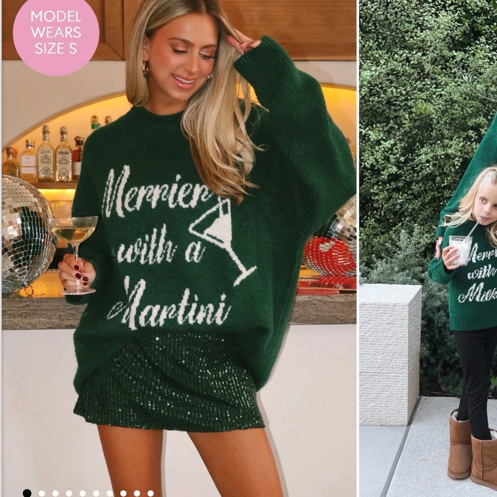 Show Me Your MuMu Green Sweater with Martini Motif
